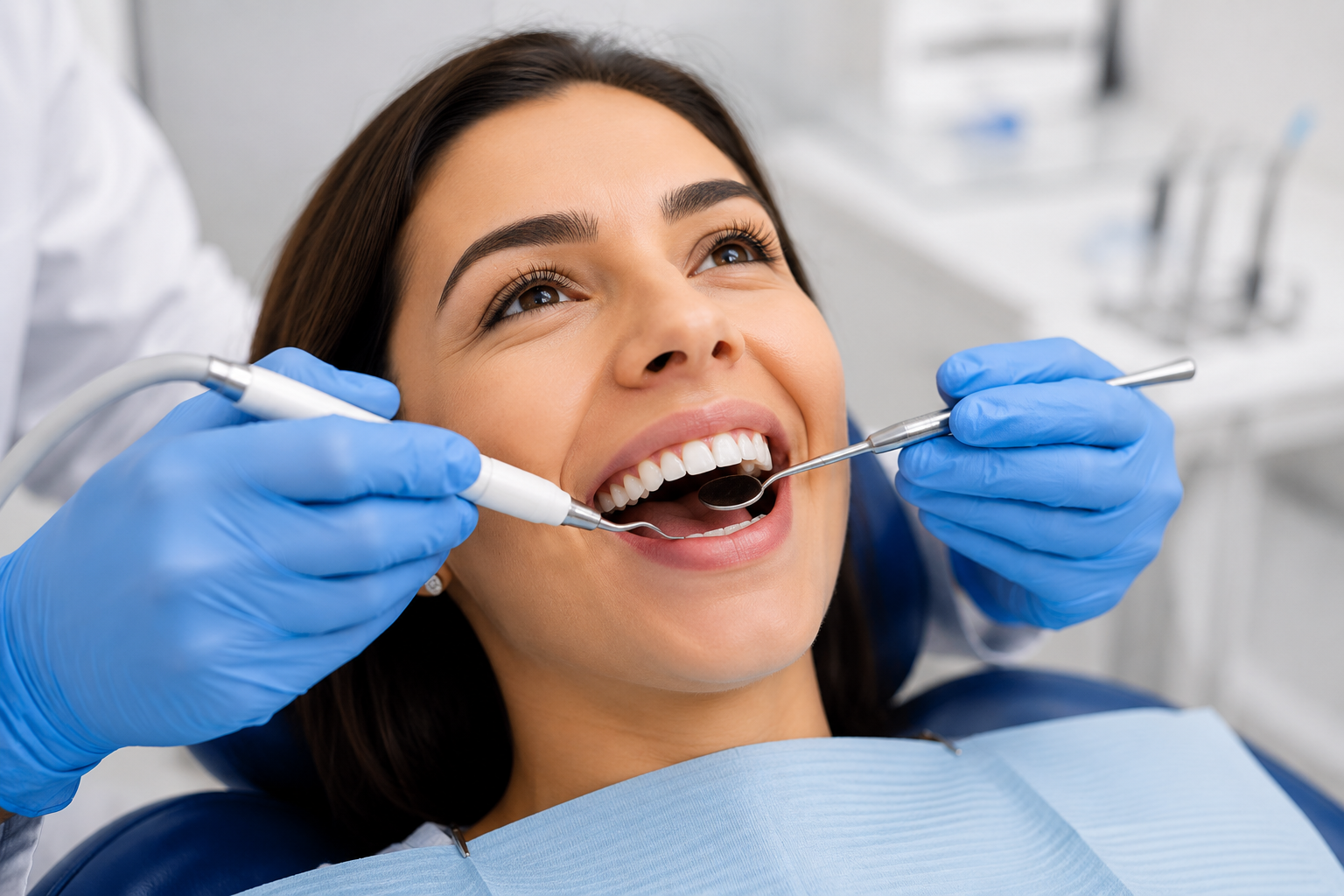 Mother and child brushing teeth for healthy smiles before a professional teeth cleaning at Perfect 32 Dental Care in Las Vegas