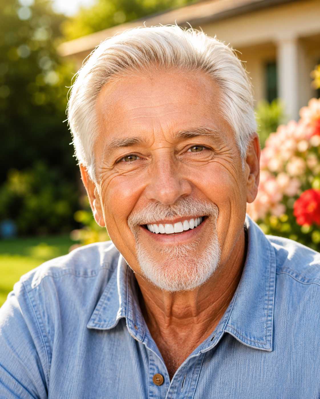 Older man smiling after dental filling treatment in Las Vegas